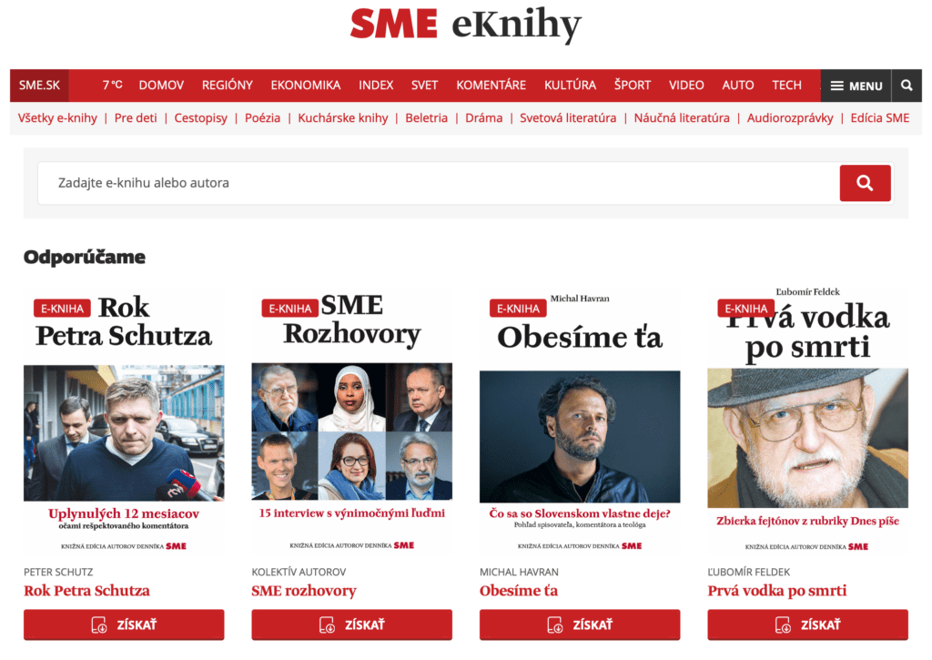 Books are a growing business for news publishers (example of Petit Press portal eKnihy)
