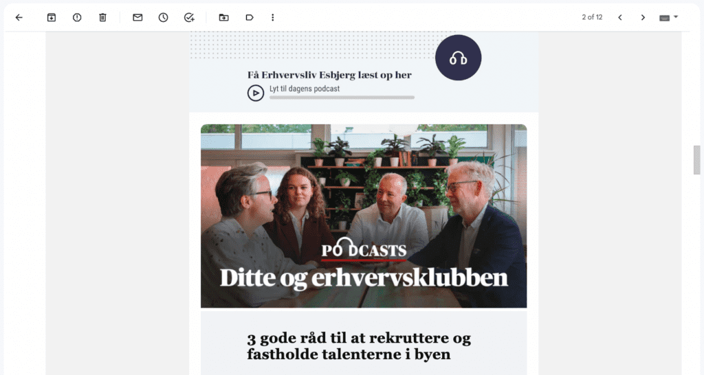 An audio-enabled newsletter from Jysk Fynske Medier