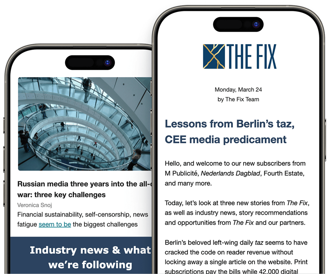 Newsletter on phone